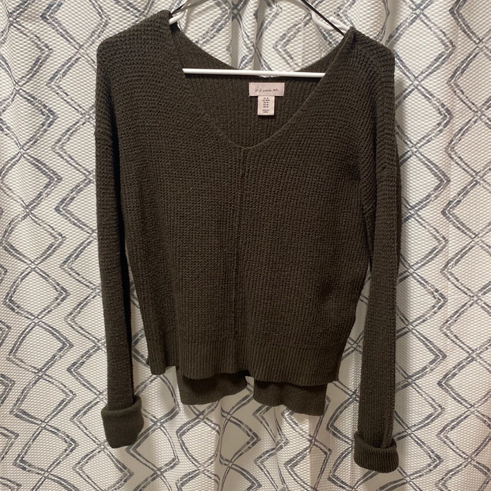 Cropped long sleeve sweater